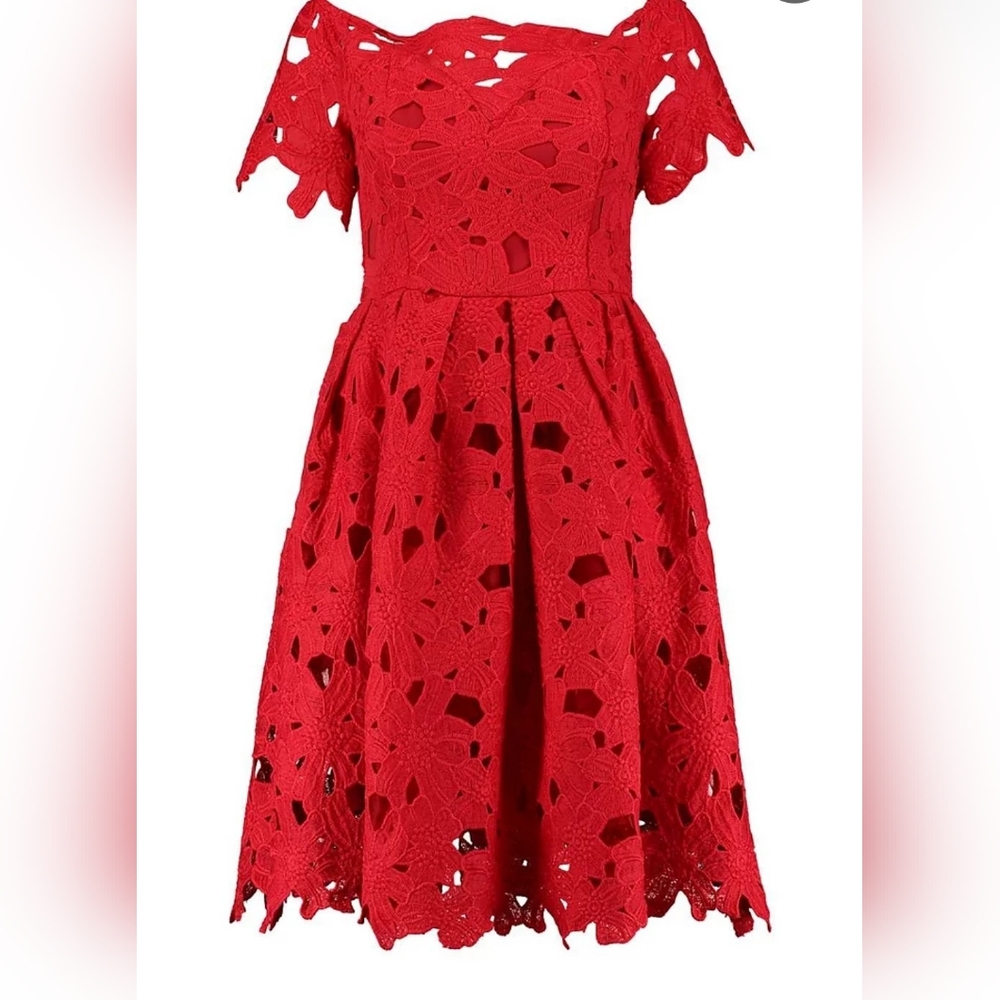 silk lace maxi dress Carolina Crimson Lace Maxi Dress Small main image 0
